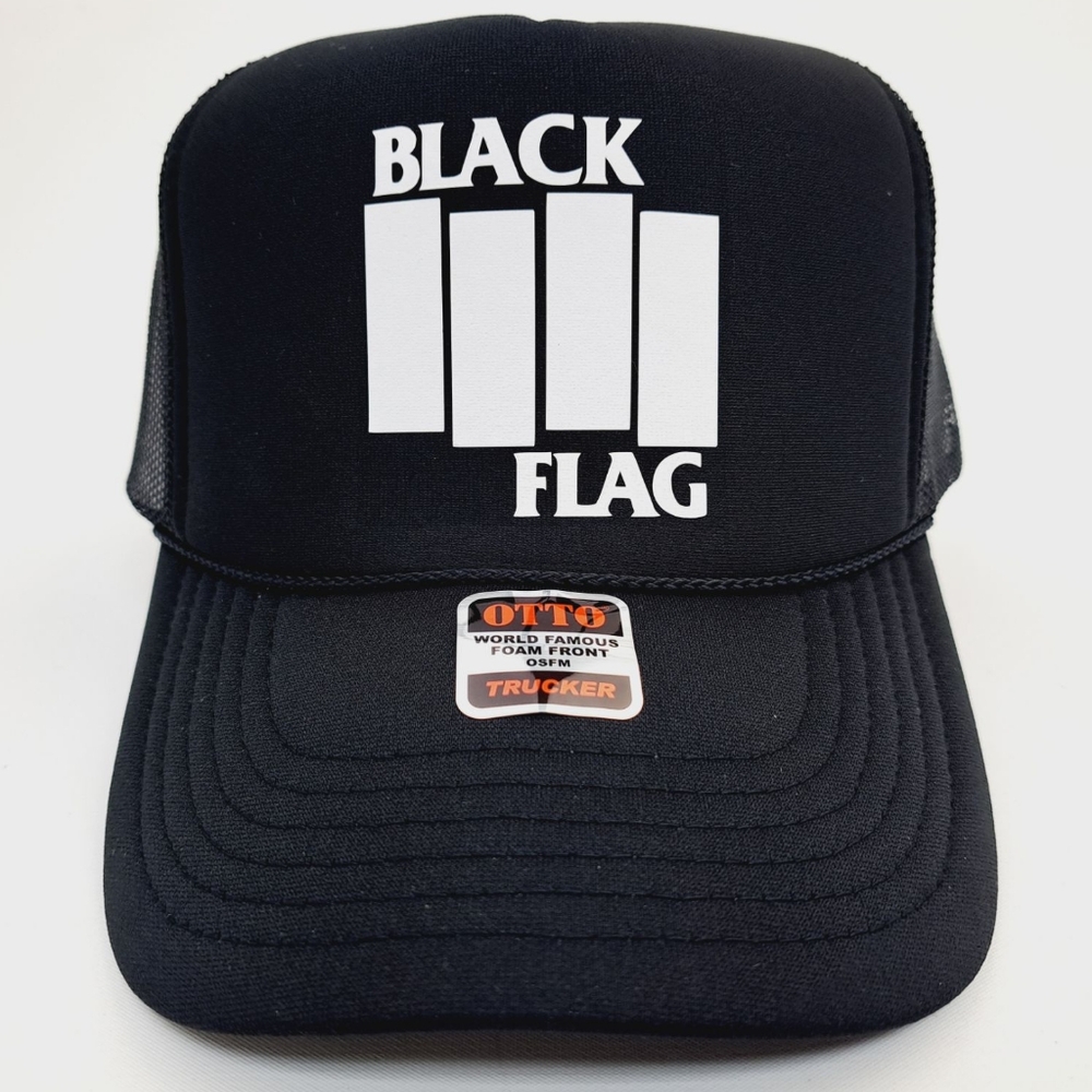 California Punk Rock Black Flag Foam Mesh Snapback Trucker Hat Cap Black HTV - Picture 2 of 5